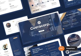 34页藏青色商务团队介绍商业计划PPT模板 - 顶尖PPT