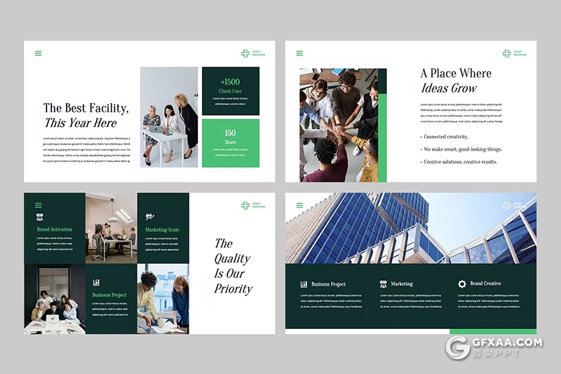 32页黑绿双色商务团队介绍商业计划PPT模板 - 顶尖PPT