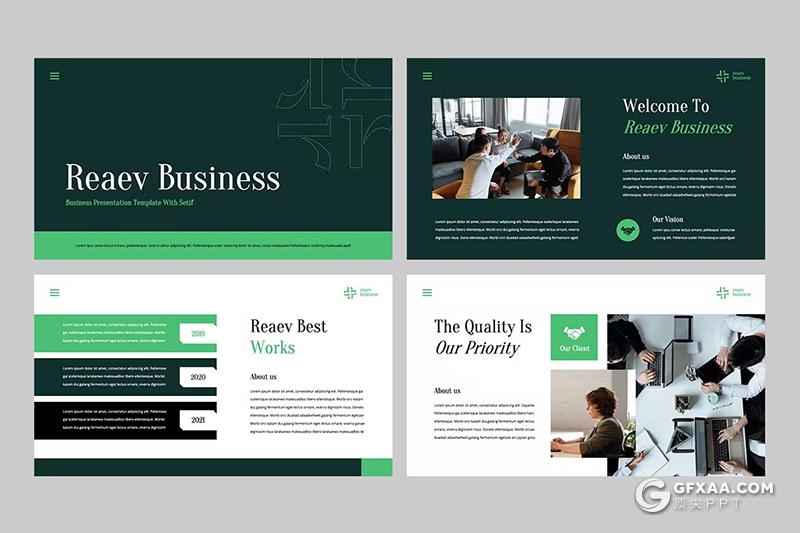 32页黑绿双色商务团队介绍商业计划PPT模板 - 顶尖PPT