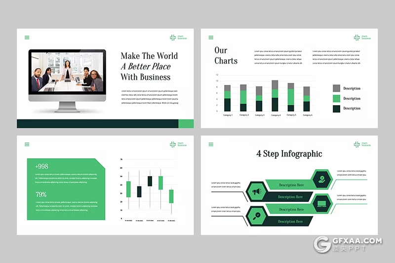 32页黑绿双色商务团队介绍商业计划PPT模板 - 顶尖PPT