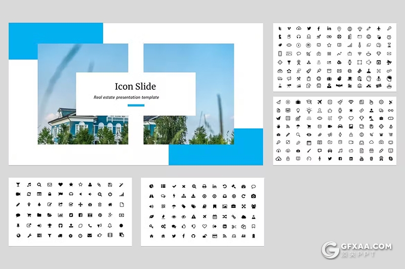 34页蓝色房地产项目介绍数据分析PPT模板 - 顶尖PPT