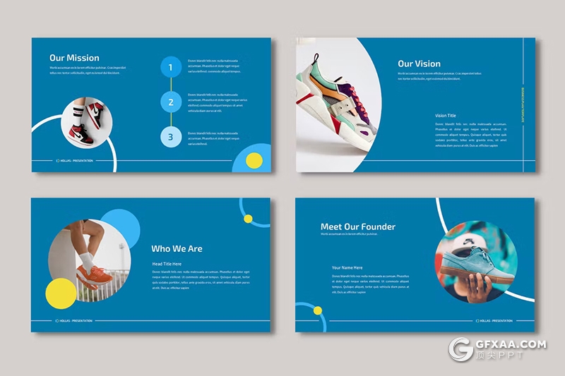 32页蓝色品牌服装鞋子产品展示企业产品展示通用PPT模板 - 顶尖PPT