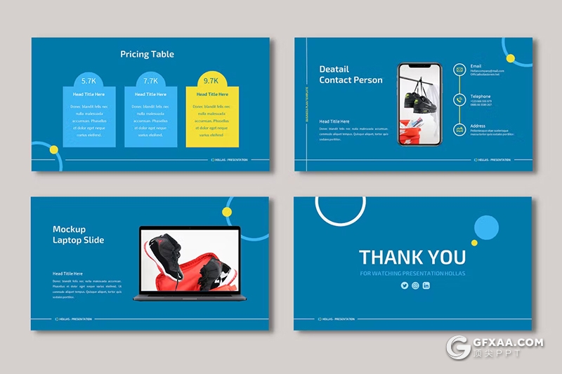 32页蓝色品牌服装鞋子产品展示企业产品展示通用PPT模板 - 顶尖PPT