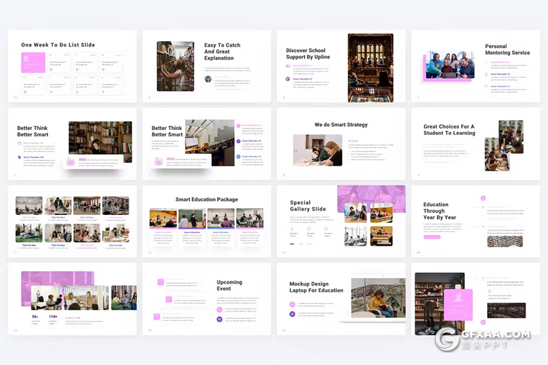 35页紫色极简主义大学教育宣传国外PPT模板 - 顶尖PPT