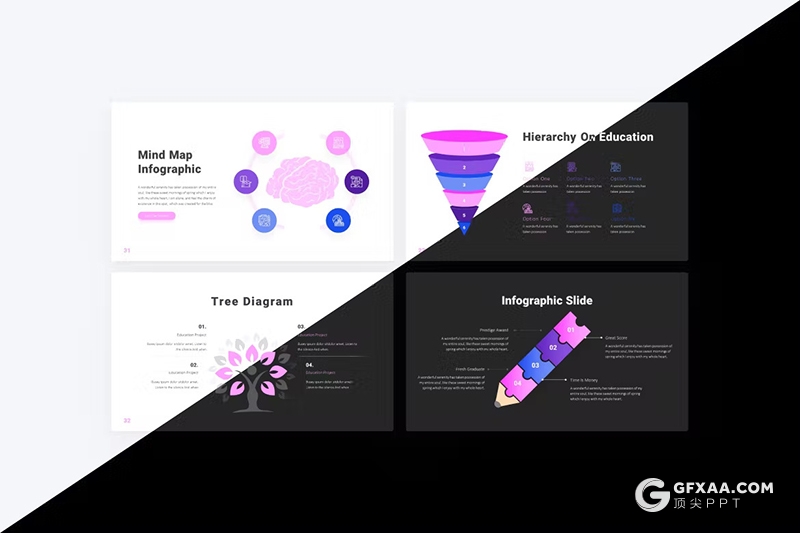 35页紫色极简主义大学教育宣传国外PPT模板 - 顶尖PPT