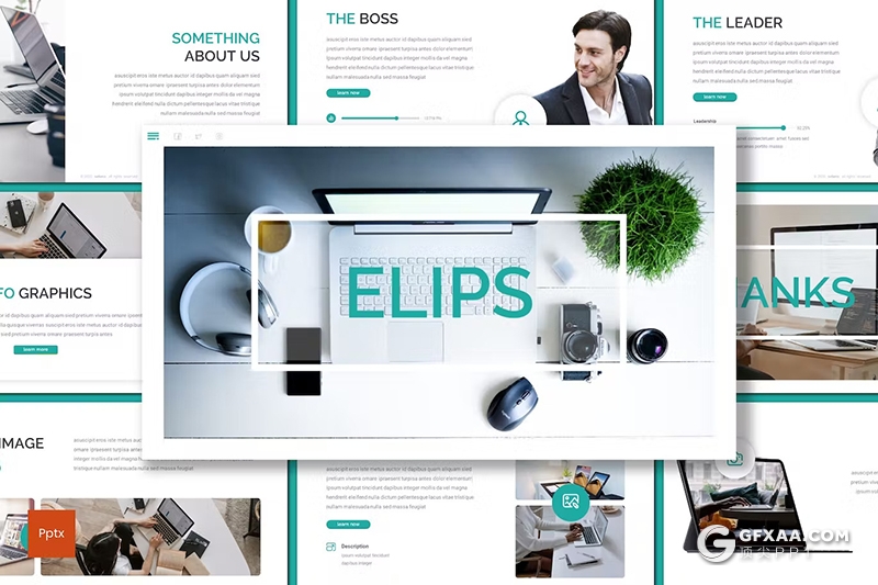 30页绿色公司业务汇报商业计划书团队介绍国外PPT模板 - 顶尖PPT