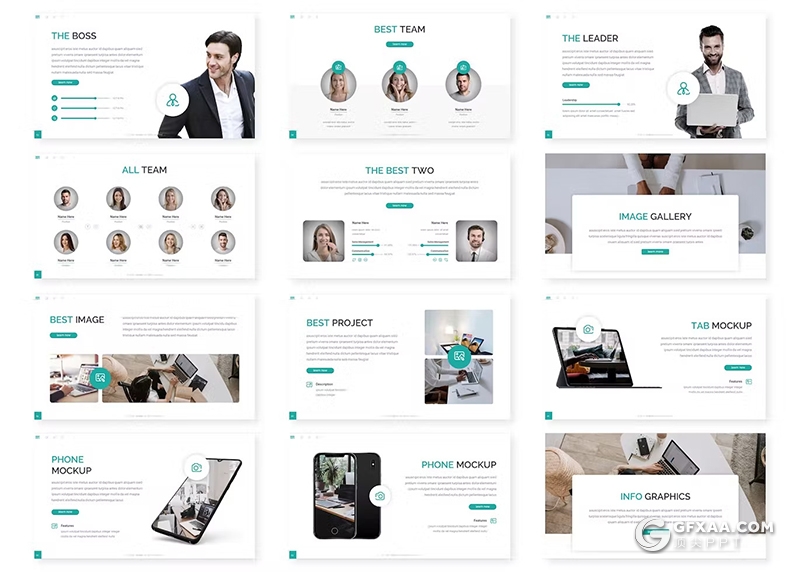 30页绿色公司业务汇报商业计划书团队介绍国外PPT模板 - 顶尖PPT
