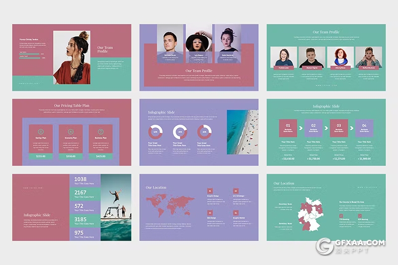 42页旅游图片展示摄影图片展示国外PPT模板 - 顶尖PPT