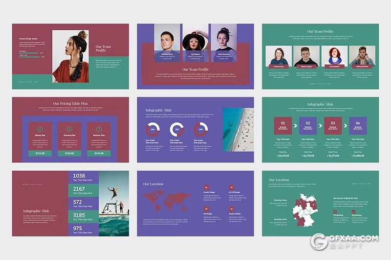 42页旅游图片展示摄影图片展示国外PPT模板 - 顶尖PPT