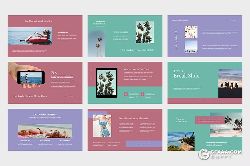 42页旅游图片展示摄影图片展示国外PPT模板 - 顶尖PPT