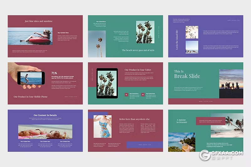 42页旅游图片展示摄影图片展示国外PPT模板 - 顶尖PPT