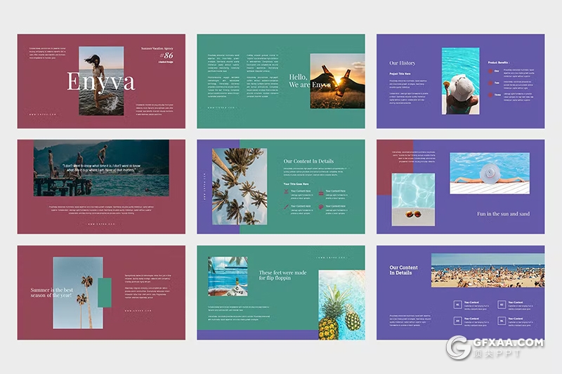 42页旅游图片展示摄影图片展示国外PPT模板 - 顶尖PPT