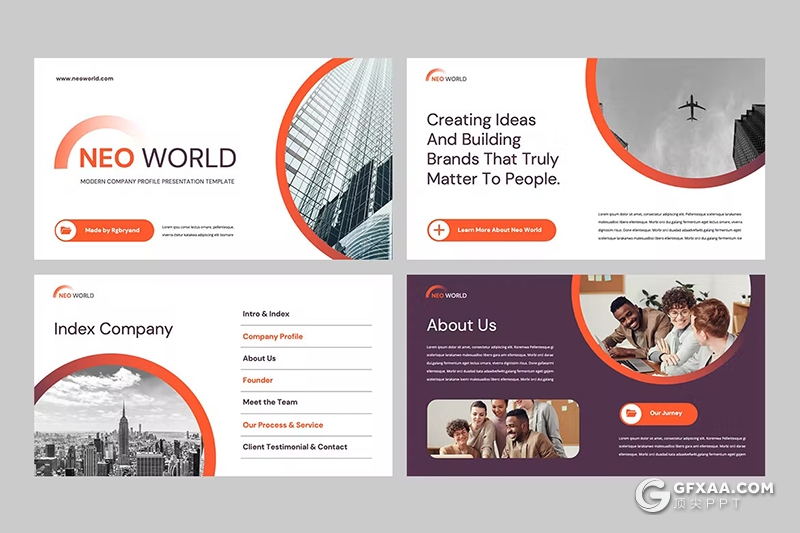 32页红色渐变色商务计划团队介绍国外PPT模板 - 顶尖PPT