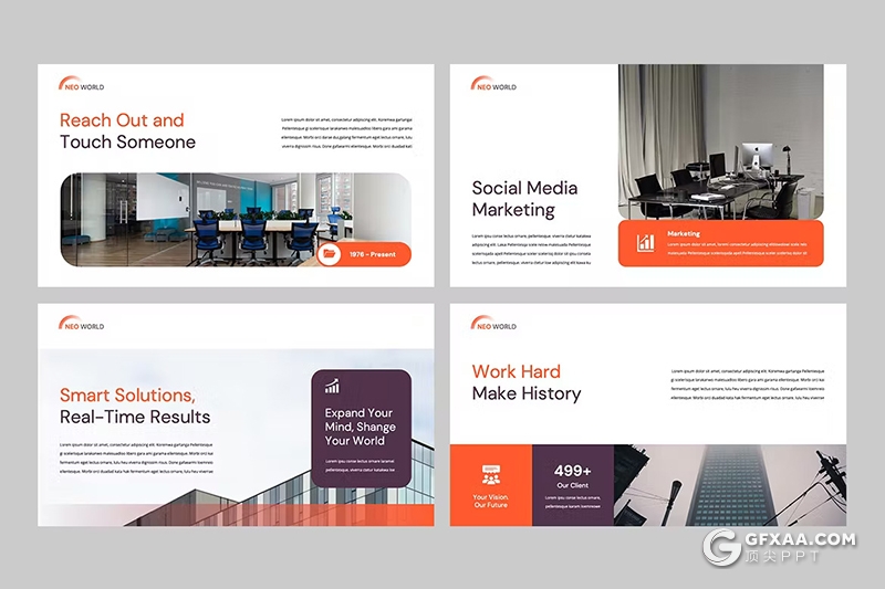 32页红色渐变色商务计划团队介绍国外PPT模板 - 顶尖PPT