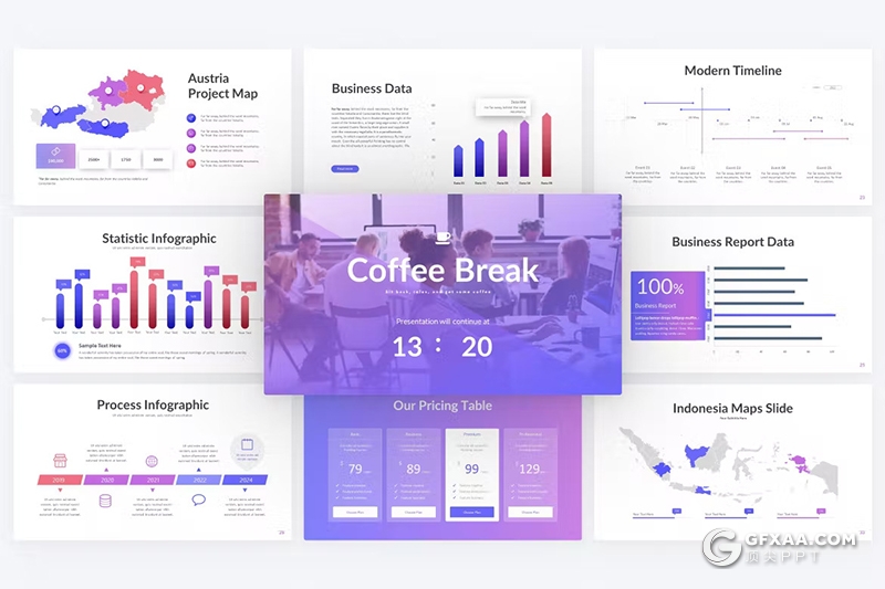 35页紫色渐变色团队介绍商务计划国外研究汇报国外PPT模板 - 顶尖PPT