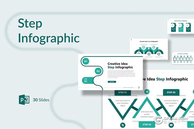 30页绿色图形图表商务信息PPT模板 - 顶尖PPT