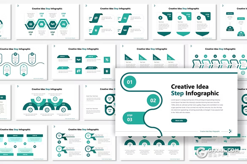 30页绿色图形图表商务信息PPT模板 - 顶尖PPT