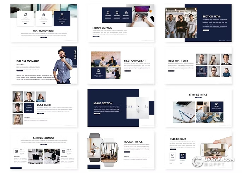 30页5款不同颜色公司业务汇报研讨商业计划书团队介绍国外PPT模板 - 顶尖PPT