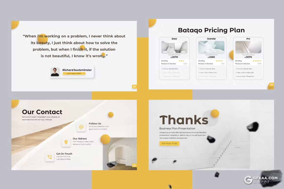 32页橙色简约大气商业计划书企业简介通用国外PPT模板 - 顶尖PPT