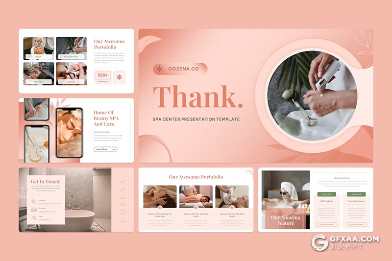 32页粉色水疗美容美体女性主题PPT模板 - 顶尖PPT
