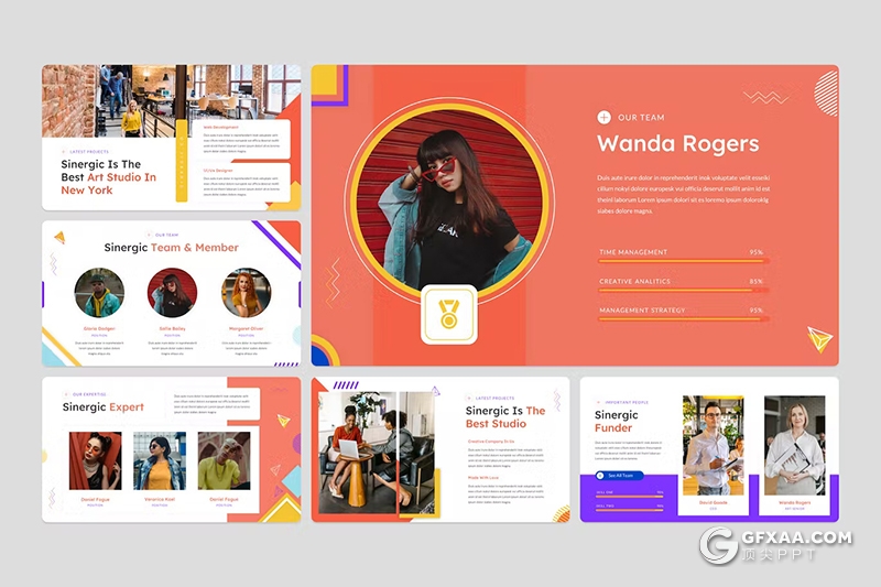 32页创意时尚团队展示商业计划国外精美PPT模板 - 顶尖PPT