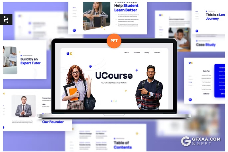 30页3款不同颜色大学教育宣传国外PPT模板 - 顶尖PPT