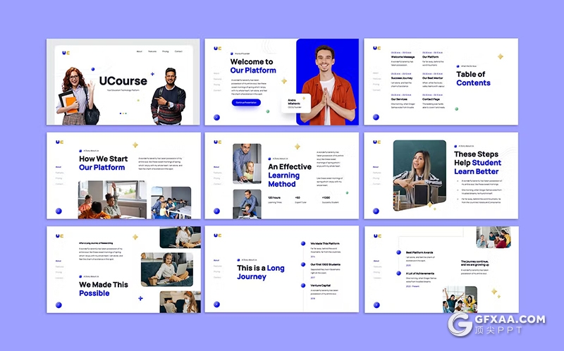 30页3款不同颜色大学教育宣传国外PPT模板 - 顶尖PPT