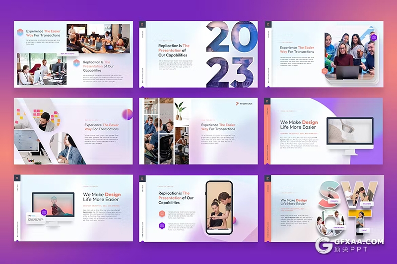 62页4款精美时尚渐变色商业计划书团队介绍年计划总结通用国外PPT模板 - 顶尖PPT
