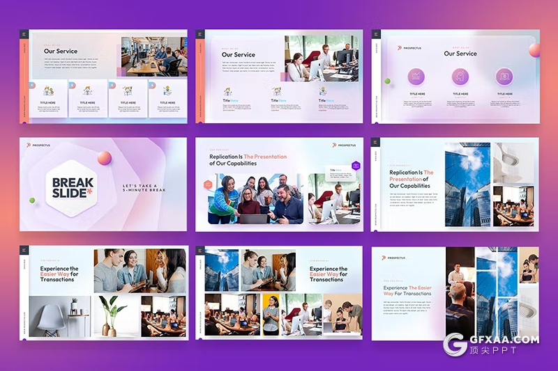 62页4款精美时尚渐变色商业计划书团队介绍年计划总结通用国外PPT模板 - 顶尖PPT