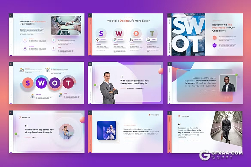 62页4款精美时尚渐变色商业计划书团队介绍年计划总结通用国外PPT模板 - 顶尖PPT