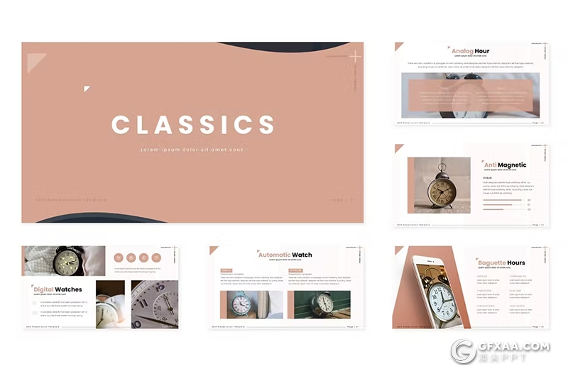 30页5款不同颜色主题闹钟钟表产品介绍宣传品牌推广调研国外keynote模板 - 顶尖PPT