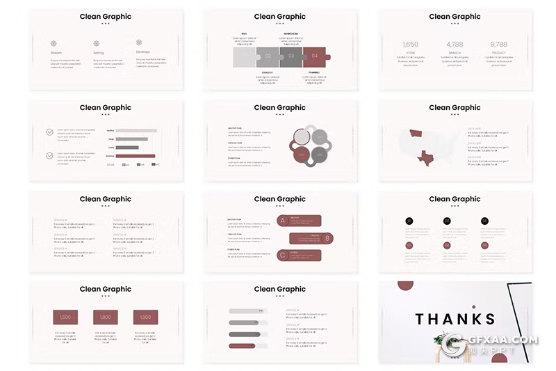 30页淡雅风摄影展示数据分析国外keynote模板 - 顶尖PPT