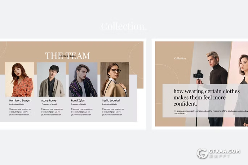 30页时尚服装展示时装秀模特写真通用keynote模板 - 顶尖PPT