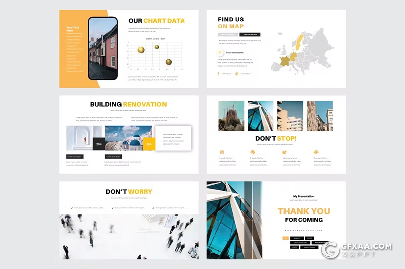 30页企业建筑施工工程项目展示国外keynote模板5种配色 - 顶尖PPT