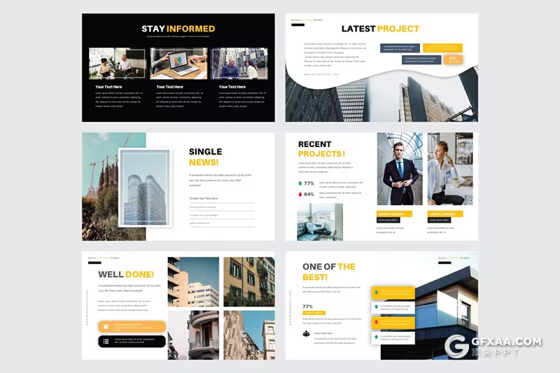 30页企业建筑施工工程项目展示国外keynote模板5种配色 - 顶尖PPT