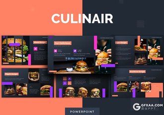 30页餐饮汉堡美食数据统计分析团队介绍国外PPT模板5种不同颜色 - 顶尖PPT