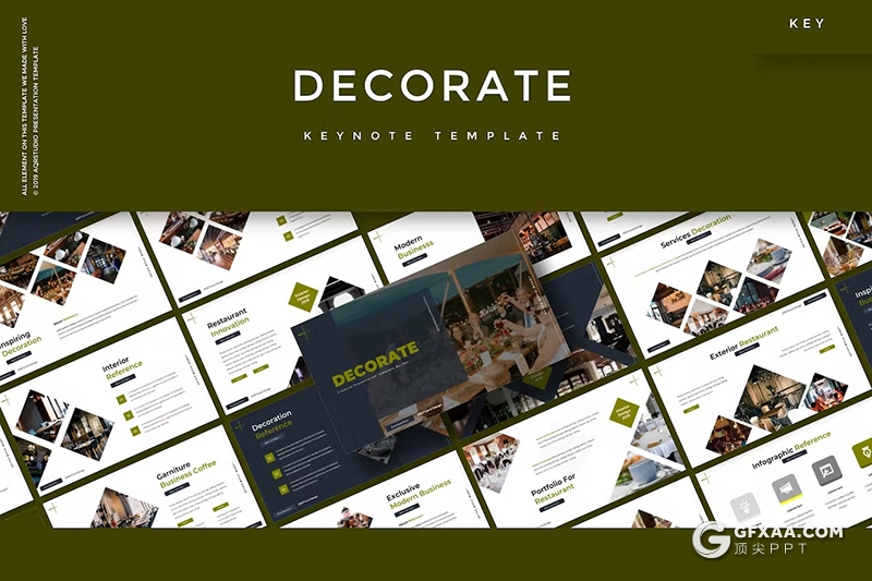 30页时尚大气摄影展示室内装修设计方案团队介绍国外keynote模板5种不同配色 - 顶尖PPT