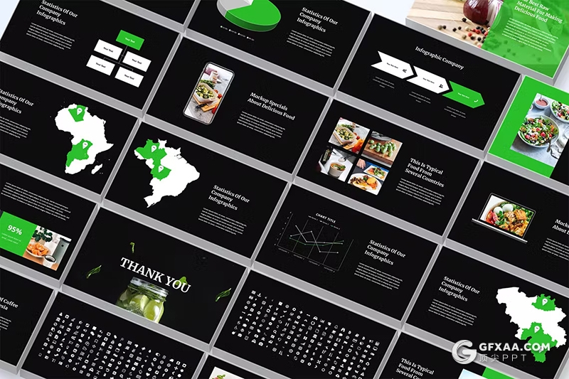 32页简约大气美食数据统计分析餐饮美食展示PPT模板 - 顶尖PPT