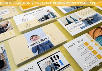 30页牛仔服装展示数据分析统计国外PPT模板3种不同配色 - 顶尖PPT