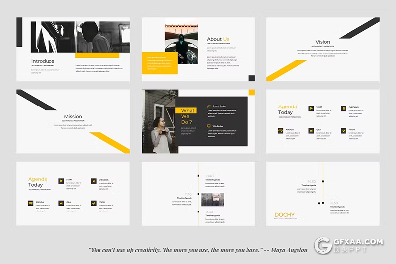 50页创意时尚摄影展示团队介绍服装展示数据分析统计国外Google Slide模板 - 顶尖PPT