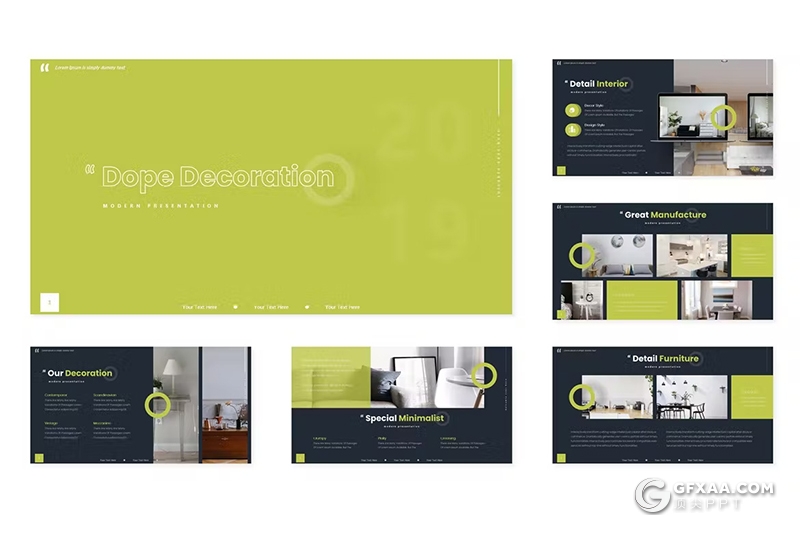 30页创意时尚家居产品展示研发数据展示国外PPT模板5种不同配色 - 顶尖PPT