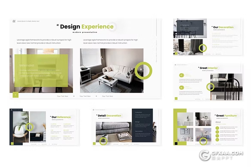 30页创意时尚家居产品展示研发数据展示国外PPT模板5种不同配色 - 顶尖PPT