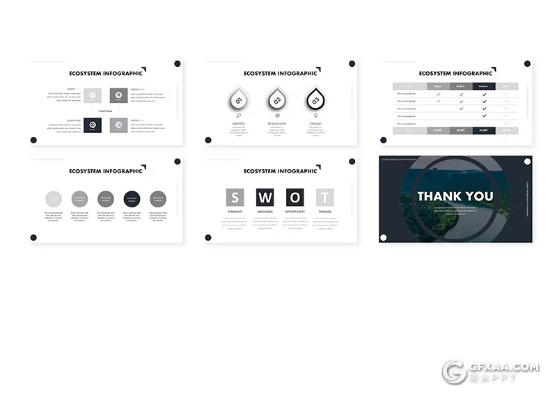 30页旅游景点展示绿色生态系统展示摄影展示国外PPT模板5种不同配色 - 顶尖PPT