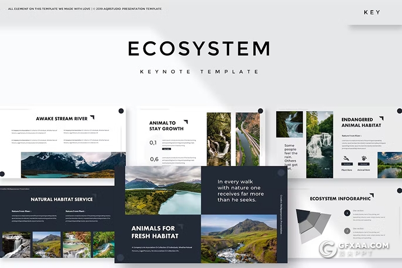 30页旅游景点展示绿色生态系统展示摄影展示国外keynote模板5种不同配色 - 顶尖PPT