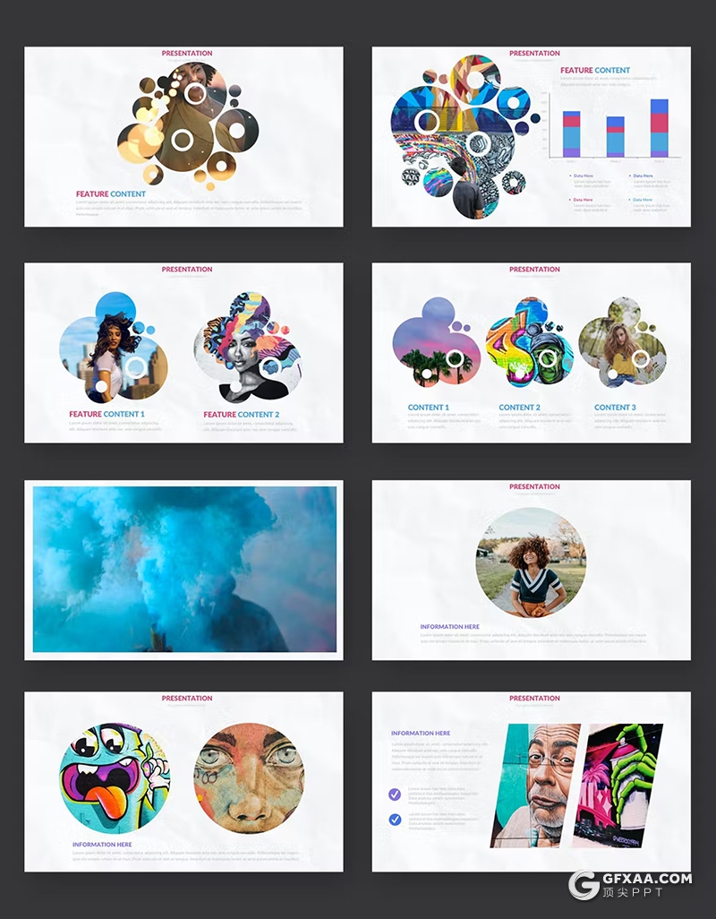 39页精美时尚漫画风格图片艺术展示keynote模板 - 顶尖PPT