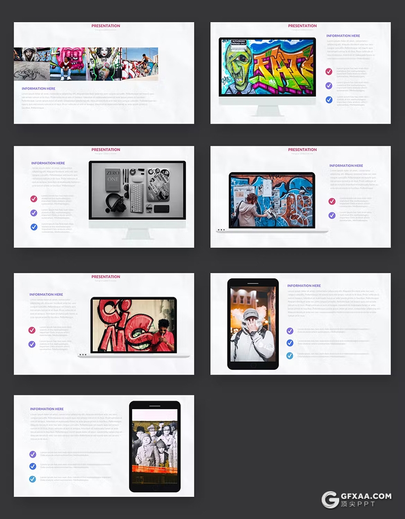 39页精美时尚漫画风格图片艺术展示keynote模板 - 顶尖PPT