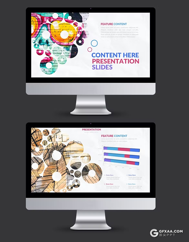 39页精美时尚漫画风格图片艺术展示keynote模板 - 顶尖PPT