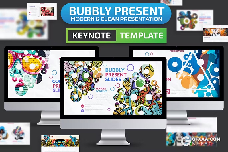 39页精美时尚漫画风格图片艺术展示keynote模板 - 顶尖PPT