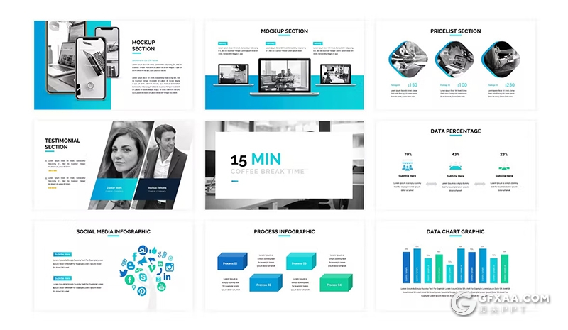30页团队介绍商务计划研究汇报国外PPT模板5种配色2款尺寸 - 顶尖PPT