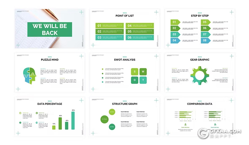 30页精美时尚团队介绍商务计划研究汇报国外PPT模板5种配色2款尺寸 - 顶尖PPT